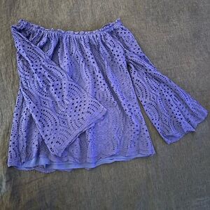 Lilly Pulitzer Blue Off-Shoulder Lace Top